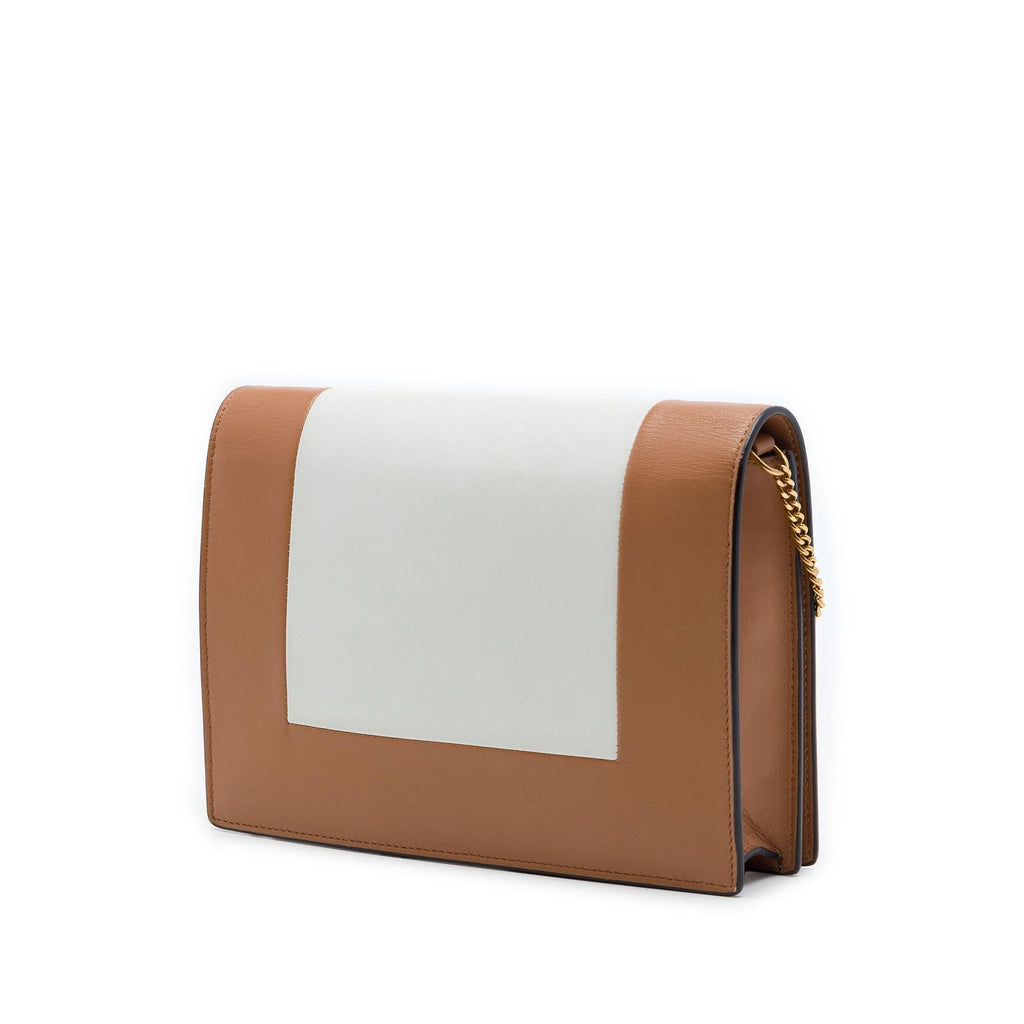 Celine Leather Frame Wallet on Chain - Brown