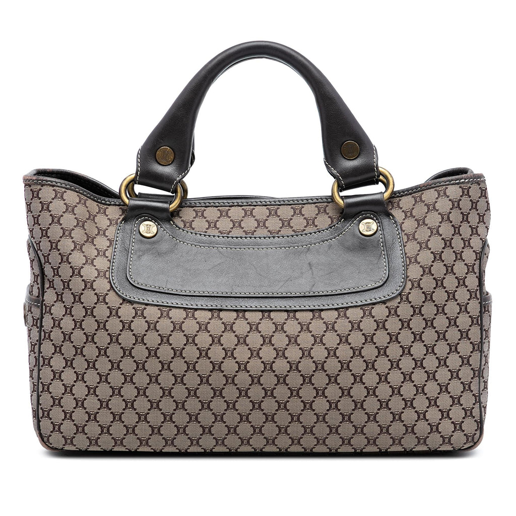 Celine Macadam Canvas Boogie Handbag Satchel - Beige/Black