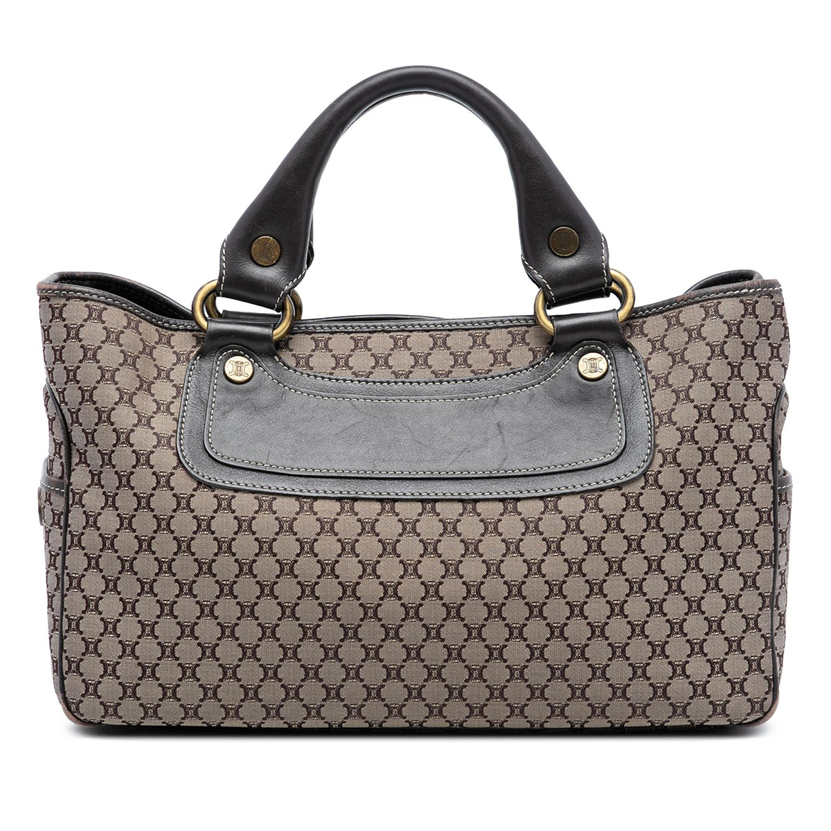 Celine Macadam Canvas Boogie Handbag Satchel - Beige/Black