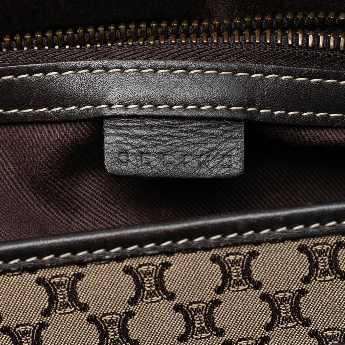 Celine Macadam Canvas Boogie Handbag Satchel - Beige/Black