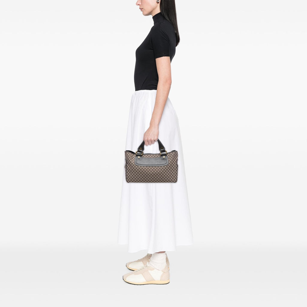 Celine Macadam Canvas Boogie Handbag Satchel - Beige/Black