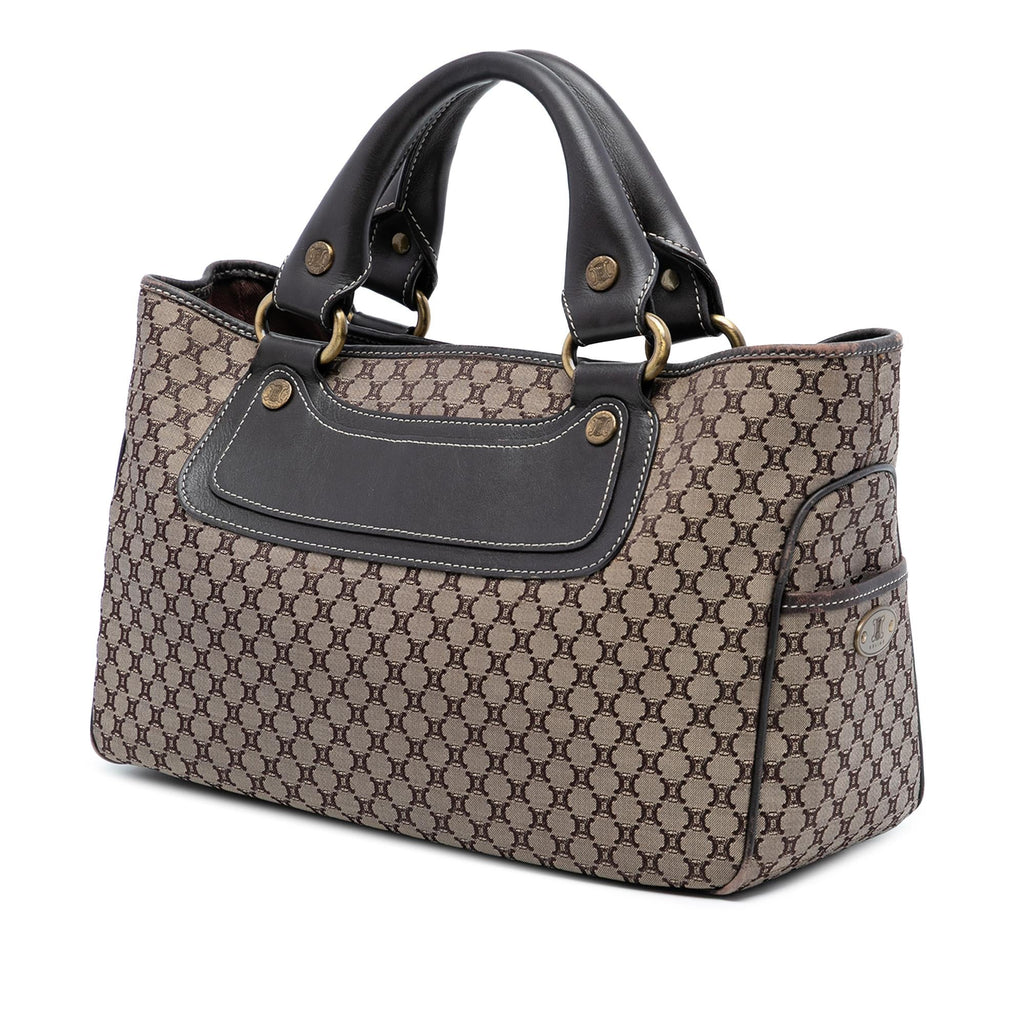 Celine Macadam Canvas Boogie Handbag Satchel - Beige/Black