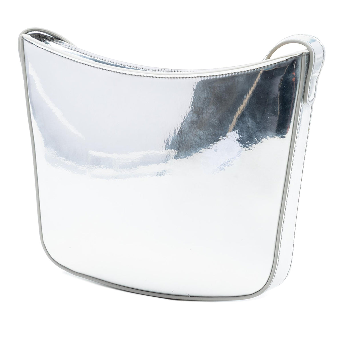Celine Medium Mirror Calfskin Croque Shoulder Bag - Silver