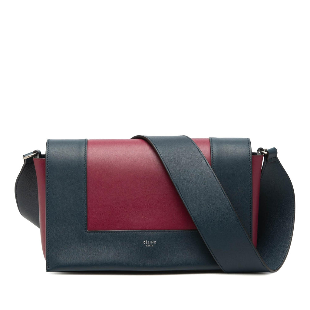 Celine Medium Shiny Smooth Calfskin Frame Shoulder Bag - Blue/Red