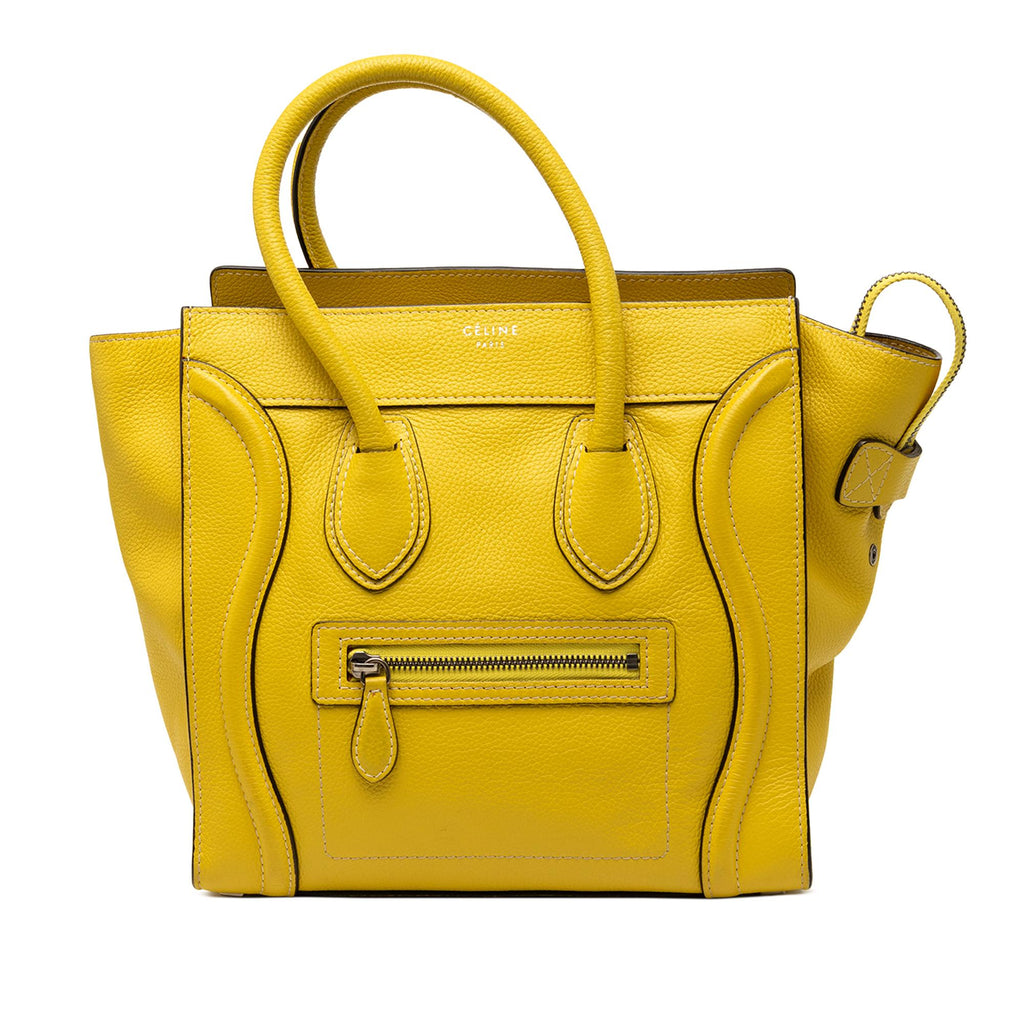 Celine Micro Drummed Calfskin Luggage Tote Bag - Yellow