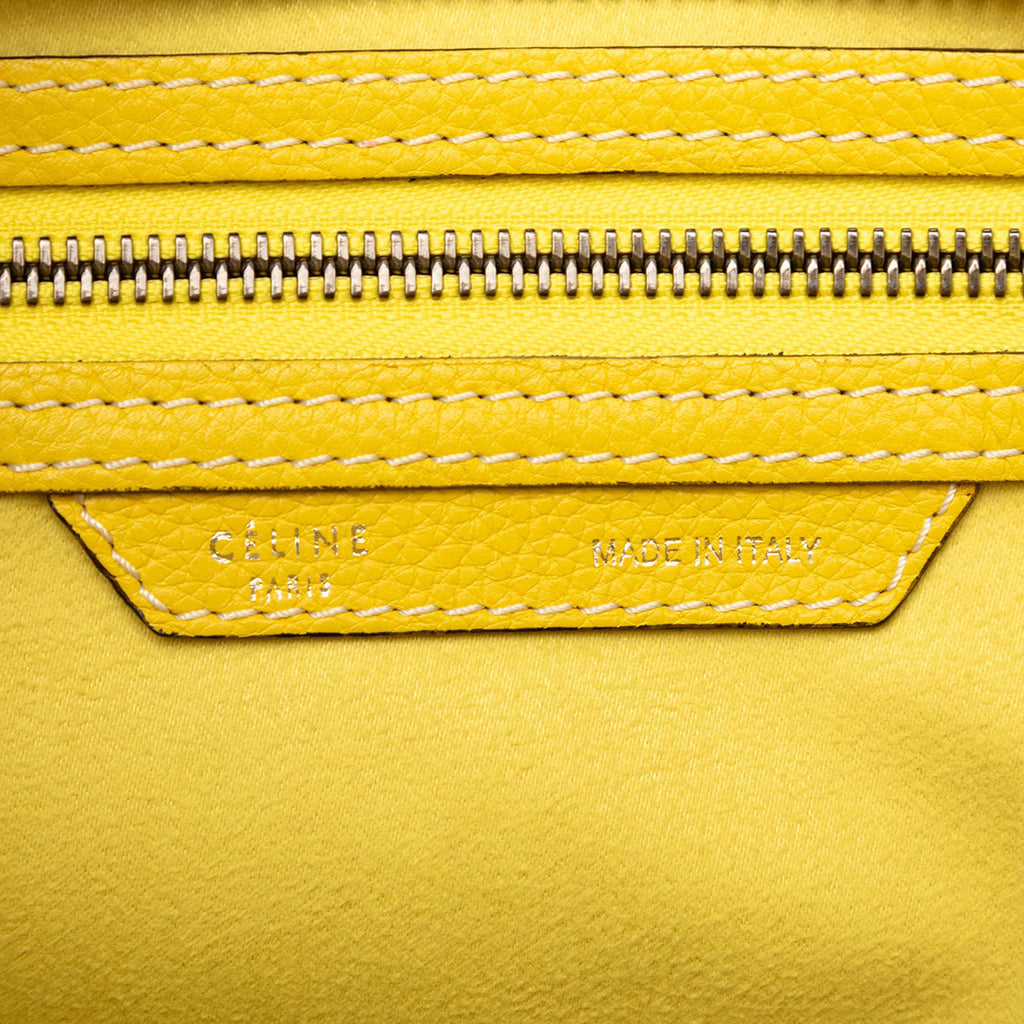Celine Micro Drummed Calfskin Luggage Tote Bag - Yellow