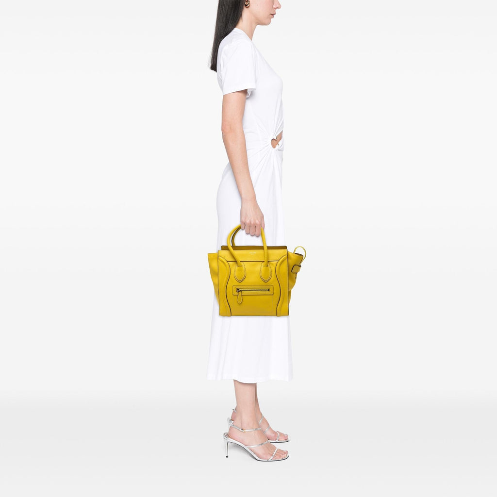 Celine Micro Drummed Calfskin Luggage Tote Bag - Yellow