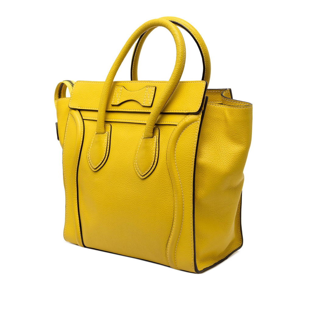 Celine Micro Drummed Calfskin Luggage Tote Bag - Yellow