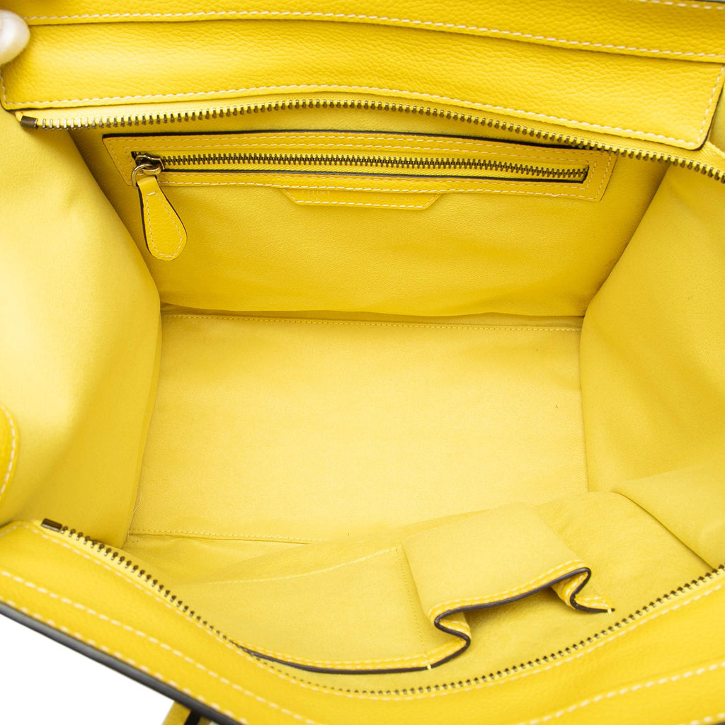 Celine Mini Calfskin Luggage Tote Bag - Yellow