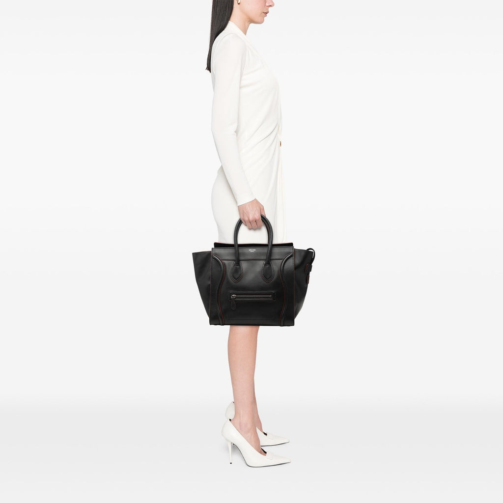 Celine Mini Calfskin Luggage Tote Bag - Black