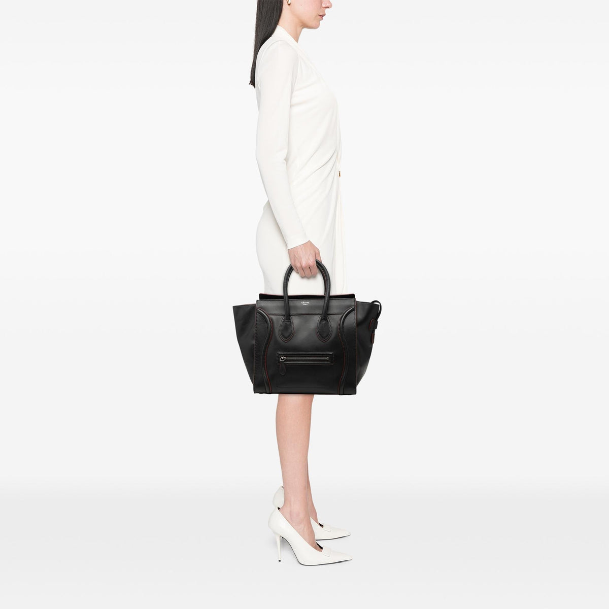 Celine Mini Calfskin Luggage Tote Bag - Black