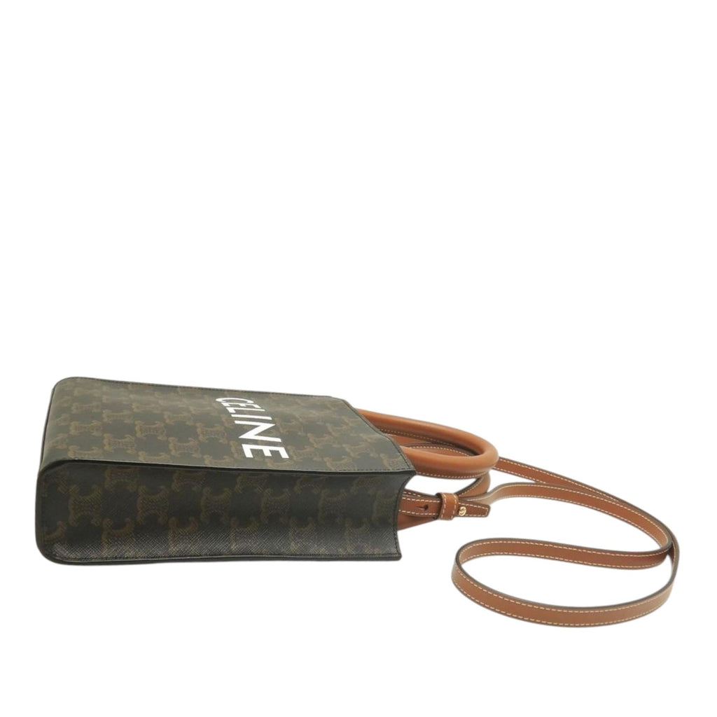 Celine Mini Triomphe Coated Canvas Vertical Cabas Satchel - Brown
