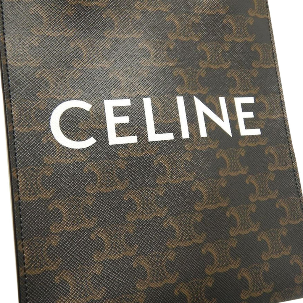 Celine Mini Triomphe Coated Canvas Vertical Cabas Satchel - Brown