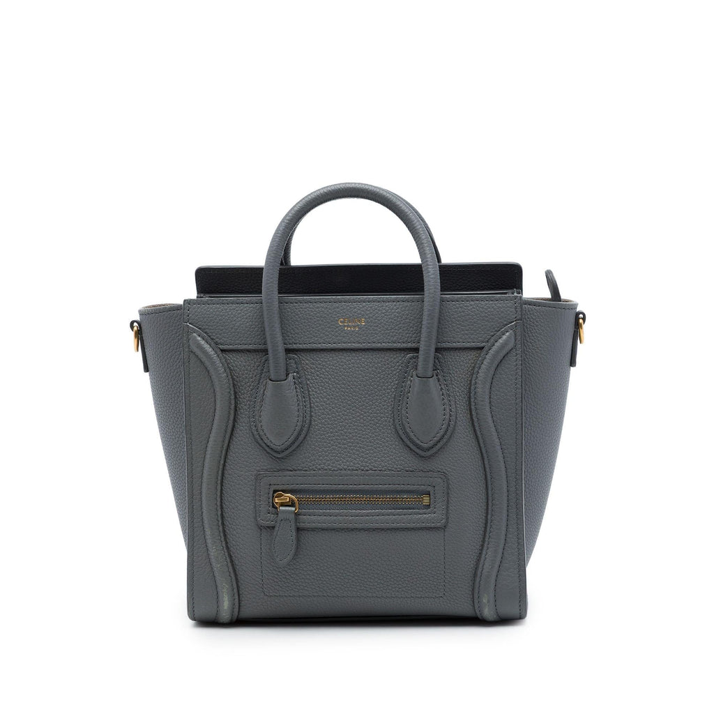 Celine Nano Grained Calfskin Luggage Tote Bag - Grey