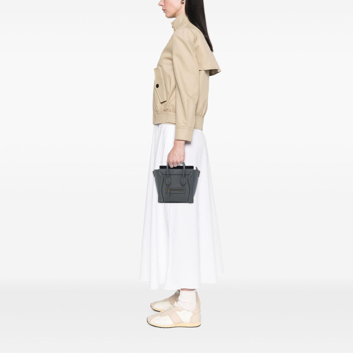 Celine Nano Grained Calfskin Luggage Tote Bag - Grey