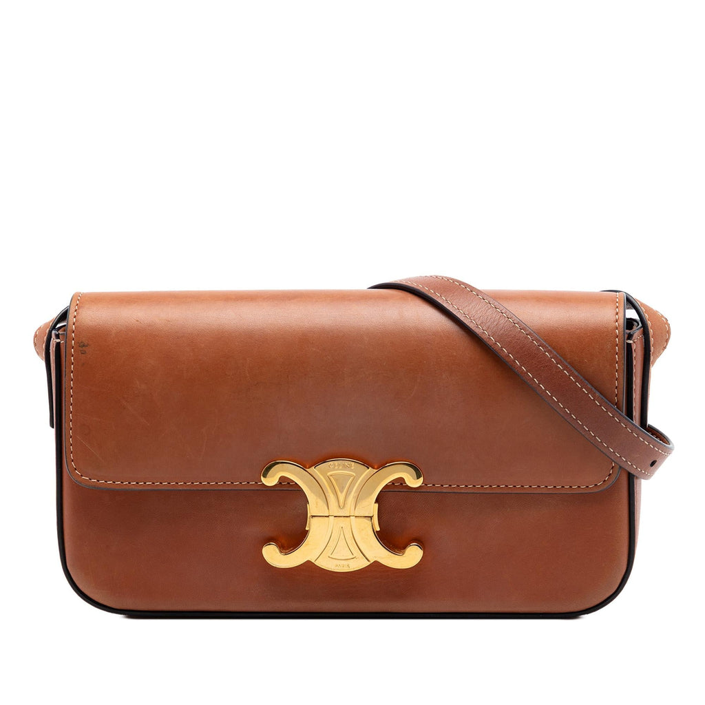 Celine Shiny Calfskin Claude Shoulder Bag - Brown