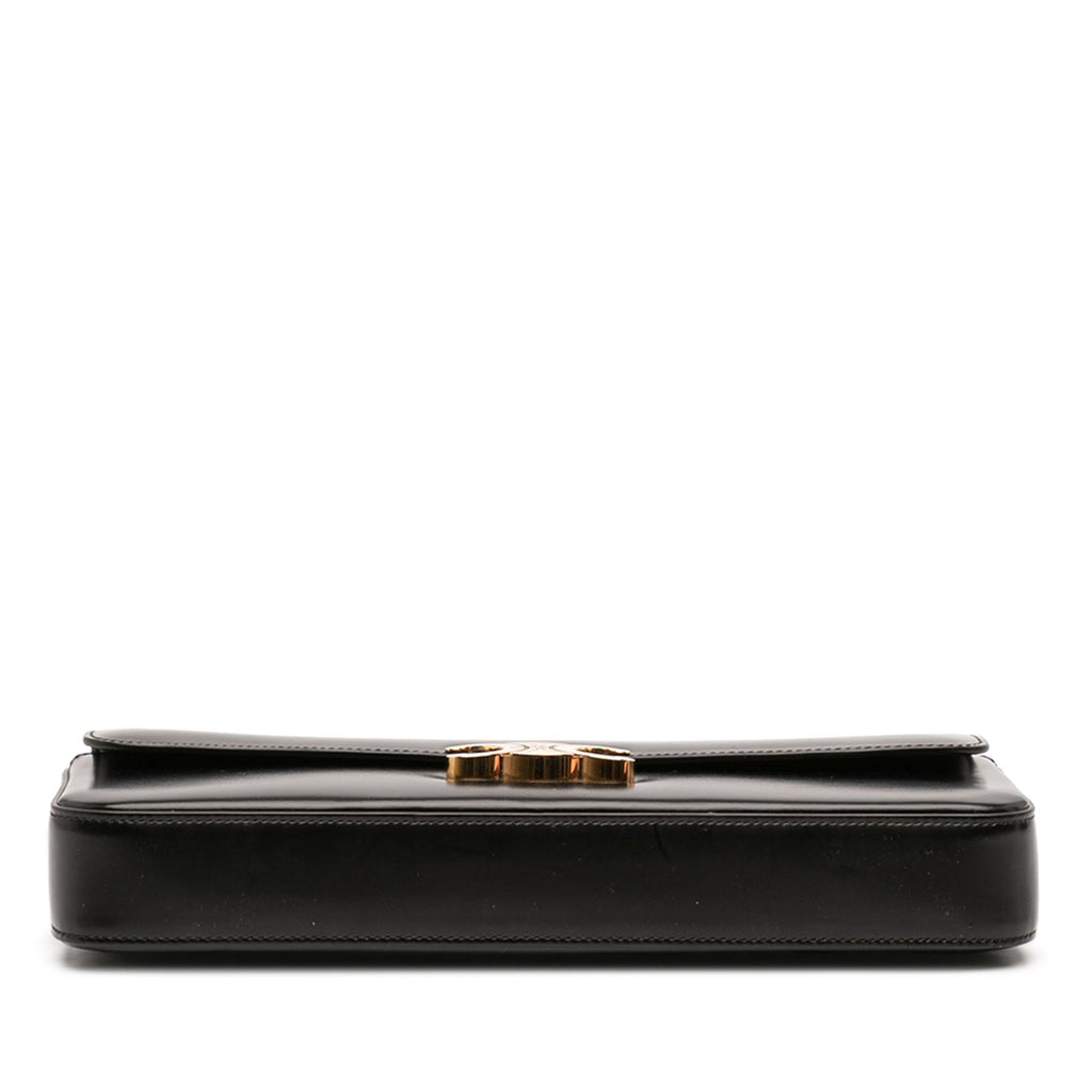 Celine Shiny Calfskin Triomphe Chain Shoulder Bag - Black