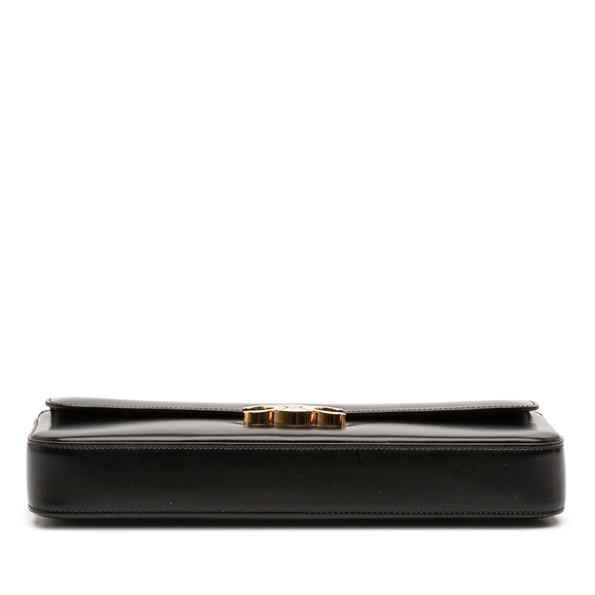 Celine Shiny Calfskin Triomphe Chain Shoulder Bag - Black