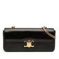 Celine Shiny Calfskin Triomphe Chain Shoulder Bag - Black
