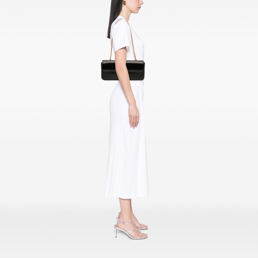 Celine Shiny Calfskin Triomphe Chain Shoulder Bag - Black