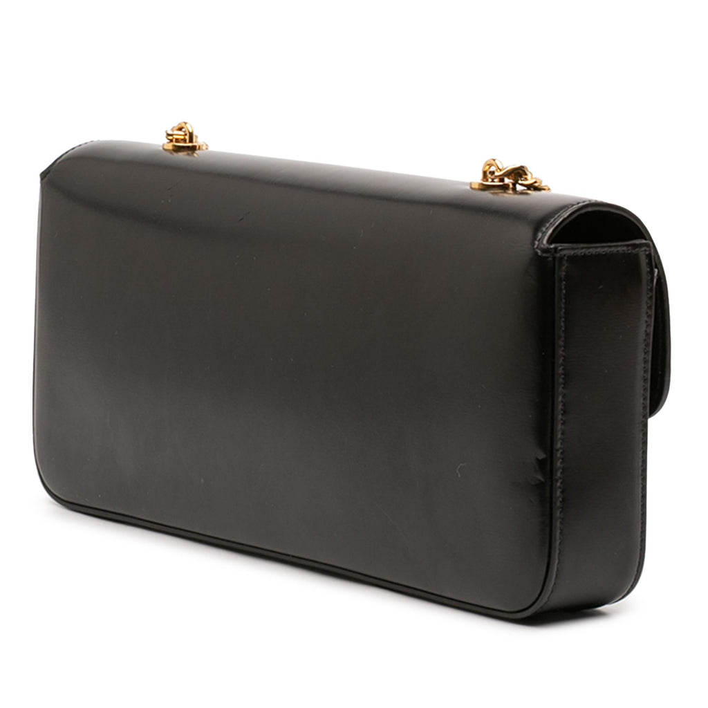 Celine Shiny Calfskin Triomphe Chain Shoulder Bag - Black