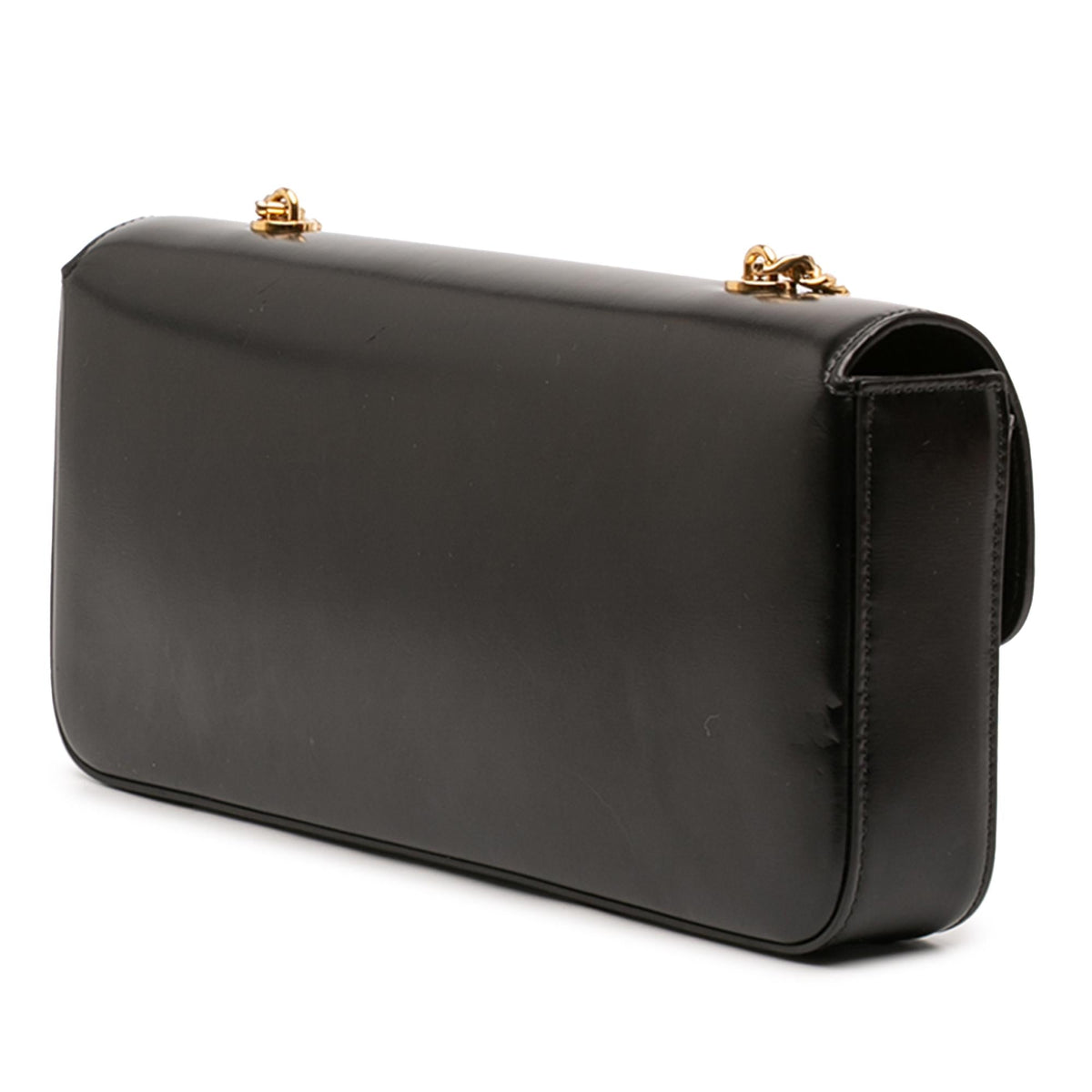 Celine Shiny Calfskin Triomphe Chain Shoulder Bag - Black