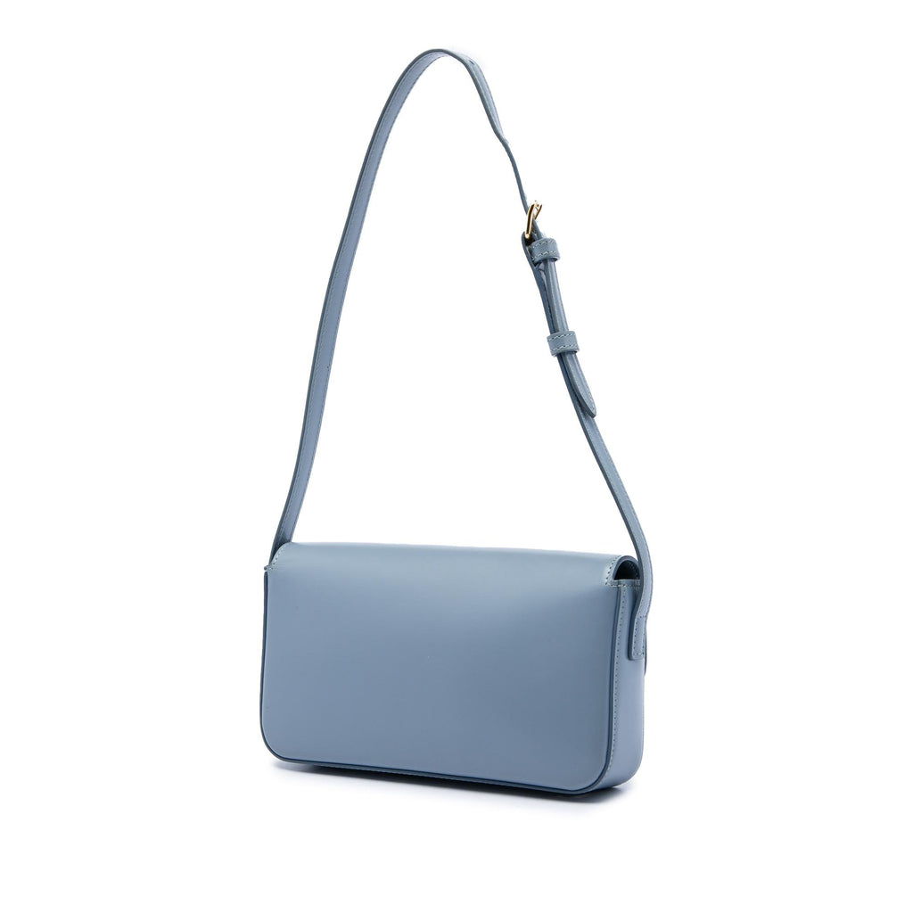 Celine Shiny Calfskin Triomphe Claude Shoulder Bag - Blue