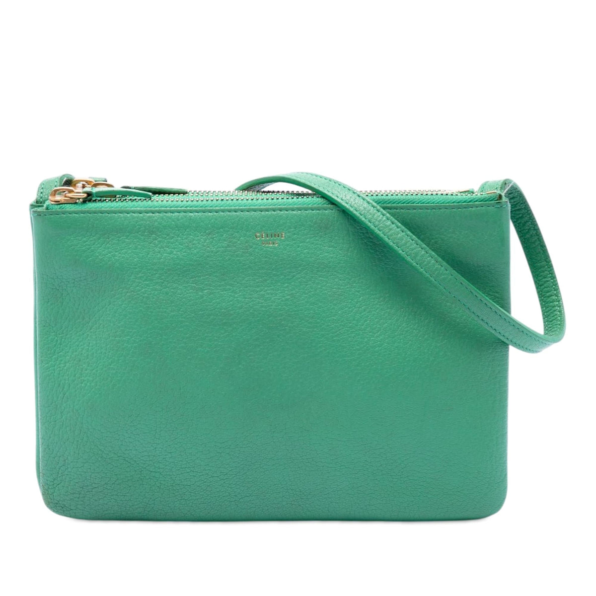 Celine Small Lambskin Trio Crossbody Bag - Green