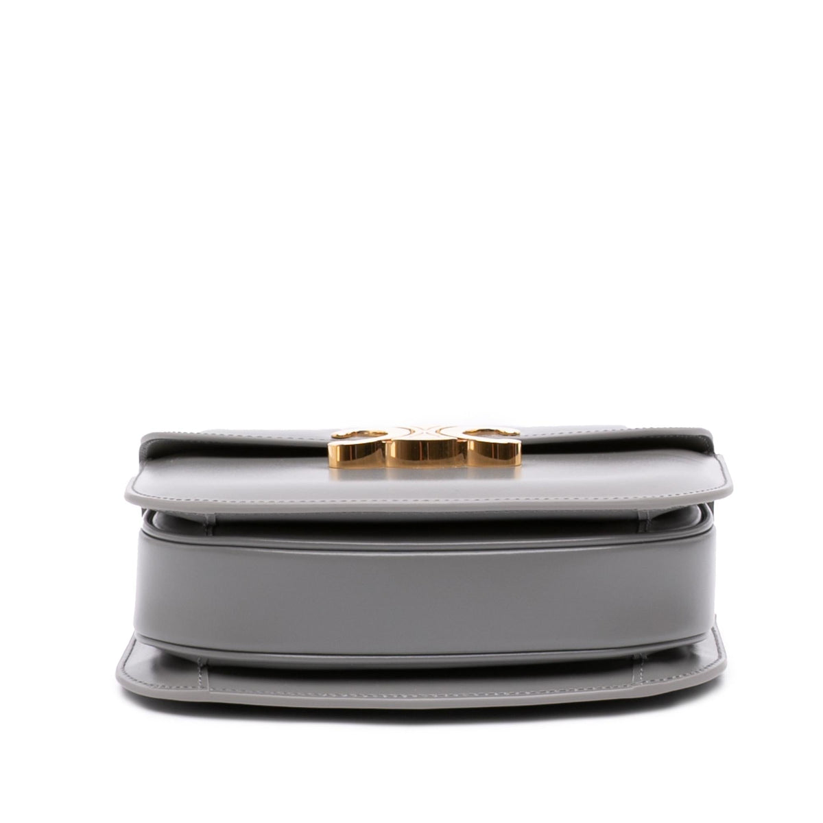 Celine Teen Shiny Calfskin Triomphe Besace Clea Chain Crossbody Bag - Grey
