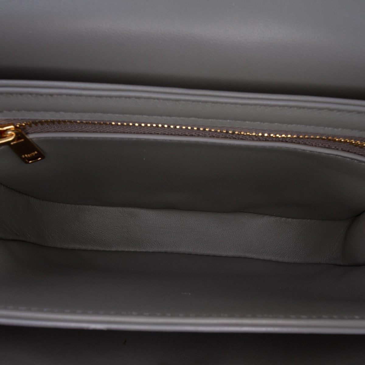 Celine Teen Shiny Calfskin Triomphe Besace Clea Chain Crossbody Bag - Grey