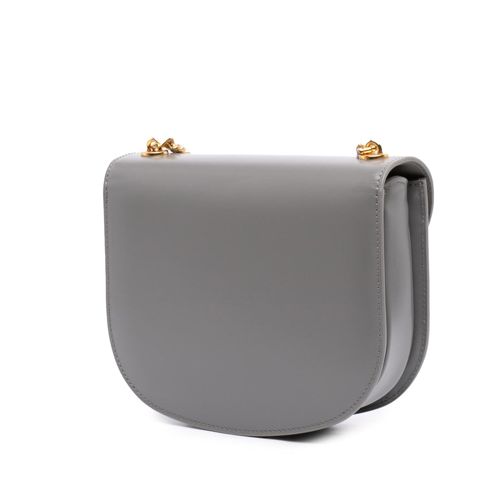Celine Teen Shiny Calfskin Triomphe Besace Clea Chain Crossbody Bag - Grey