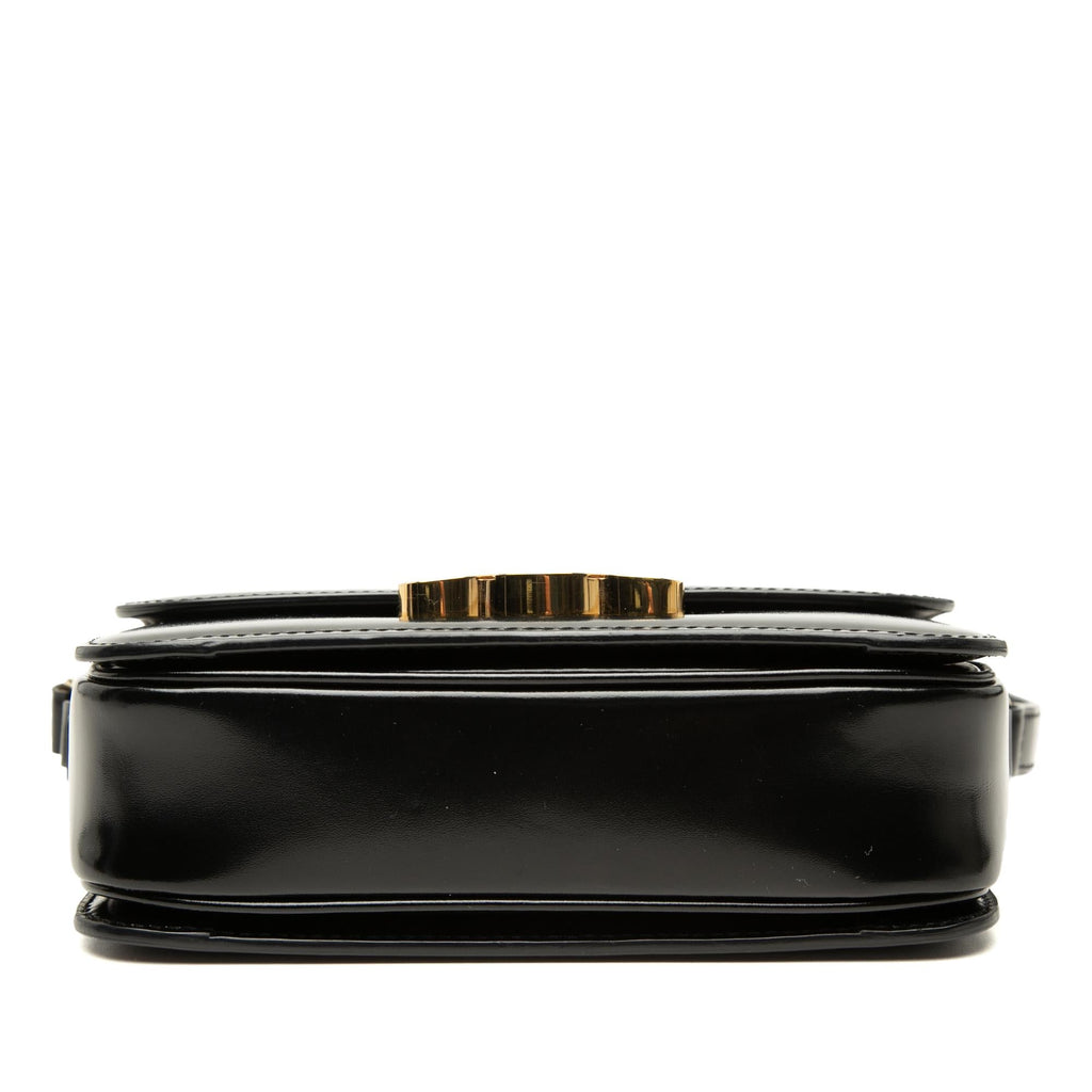 Celine Teen Shiny Calfskin Triomphe Crossbody Bag - Black