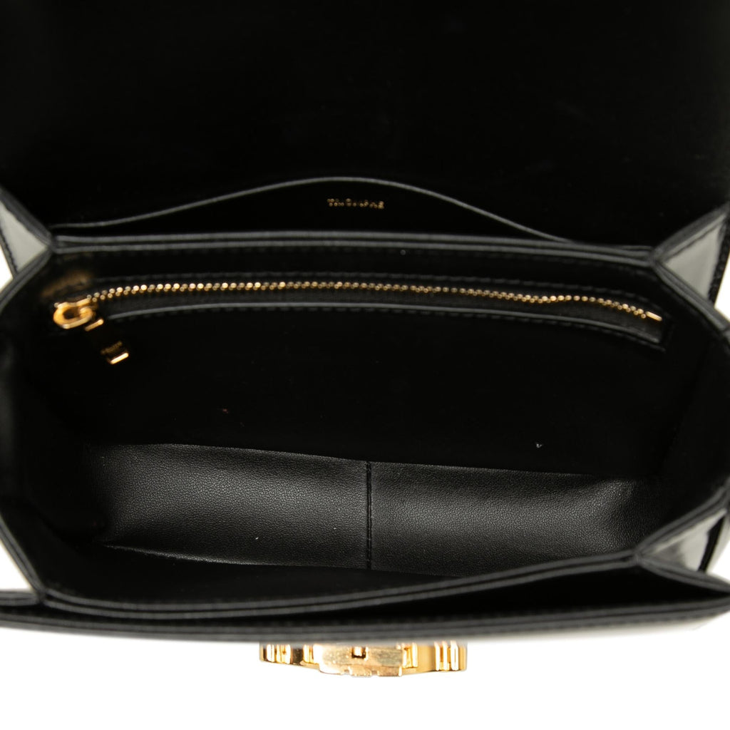 Celine Teen Shiny Calfskin Triomphe Crossbody Bag - Black