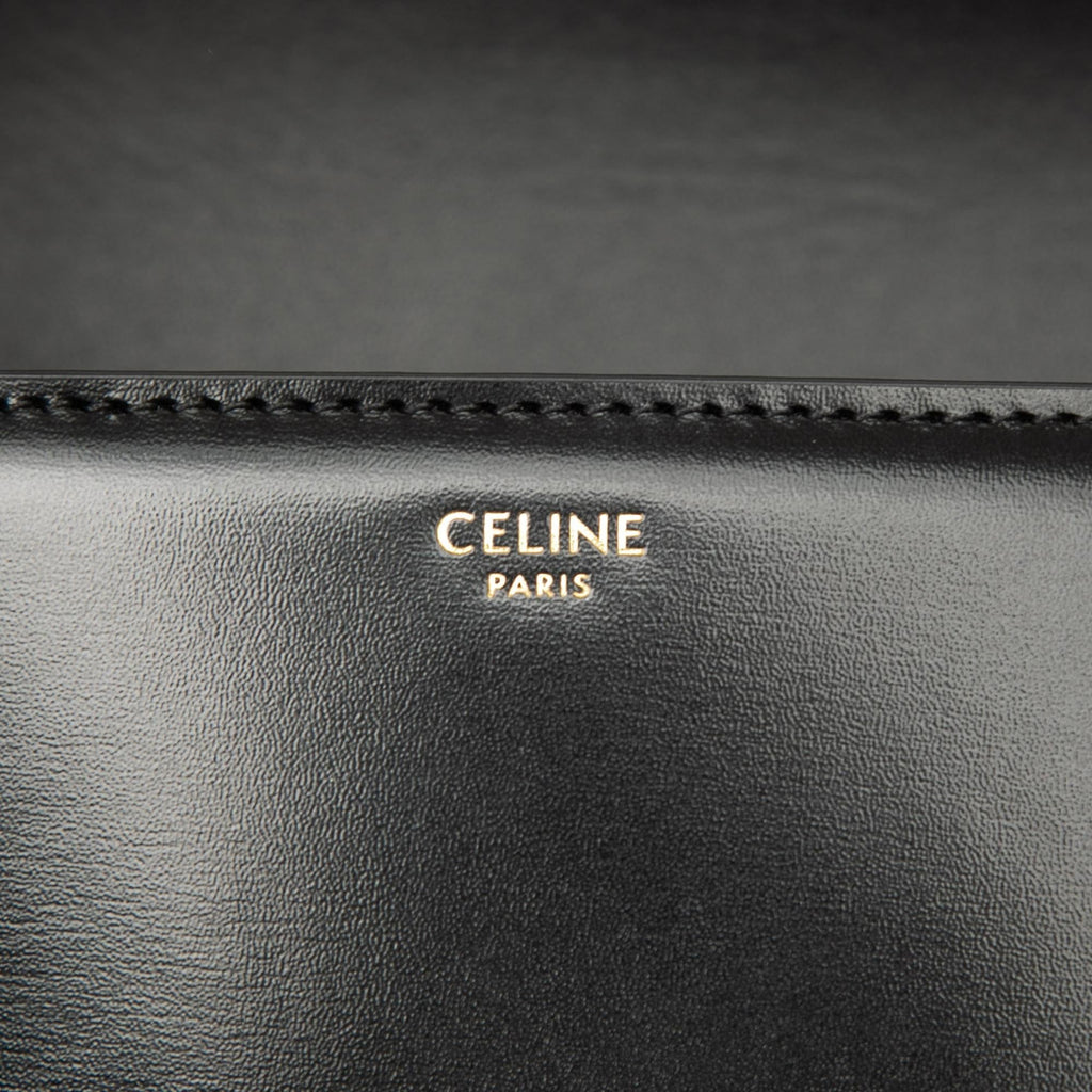 Celine Teen Shiny Calfskin Triomphe Crossbody Bag - Black