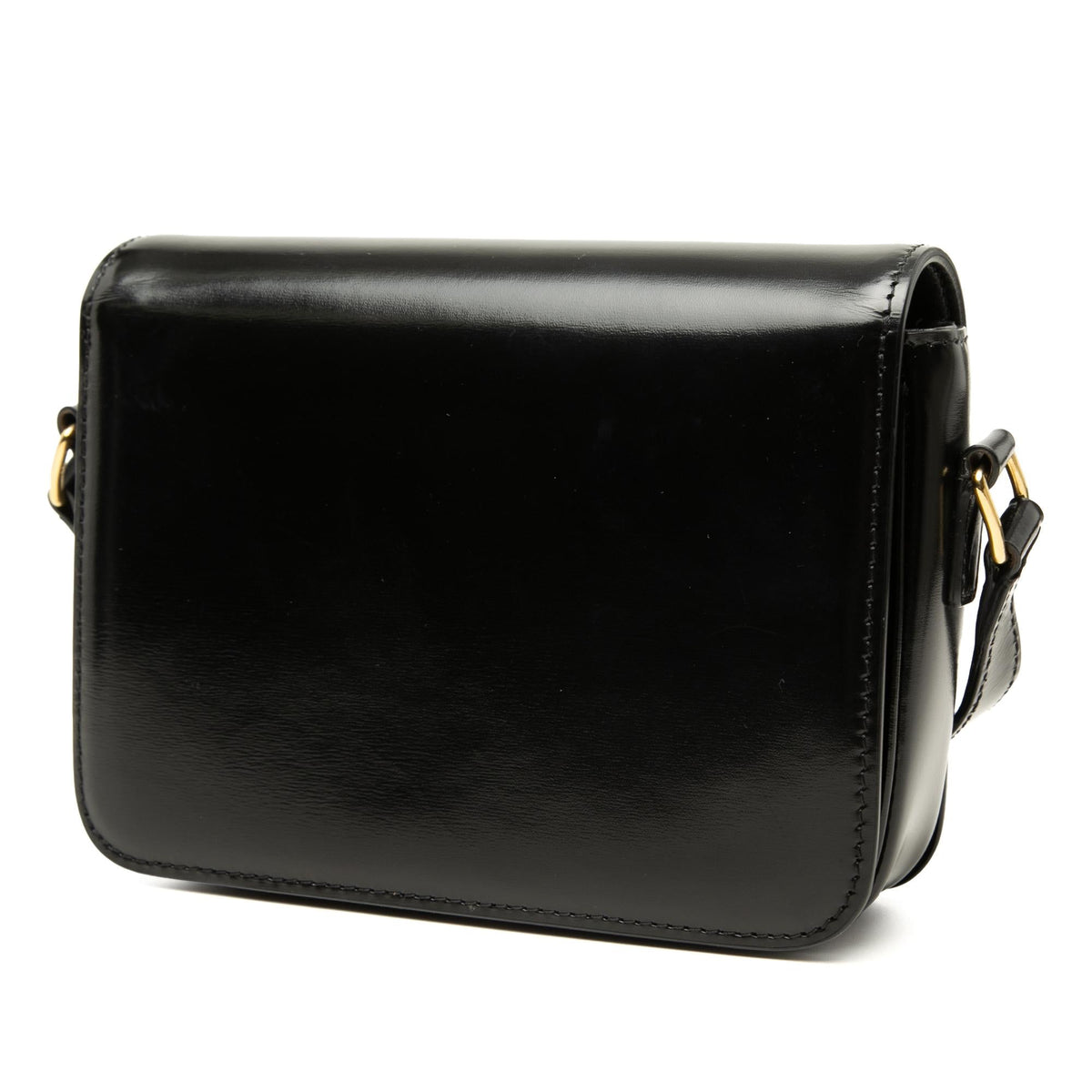 Celine Teen Shiny Calfskin Triomphe Crossbody Bag - Black
