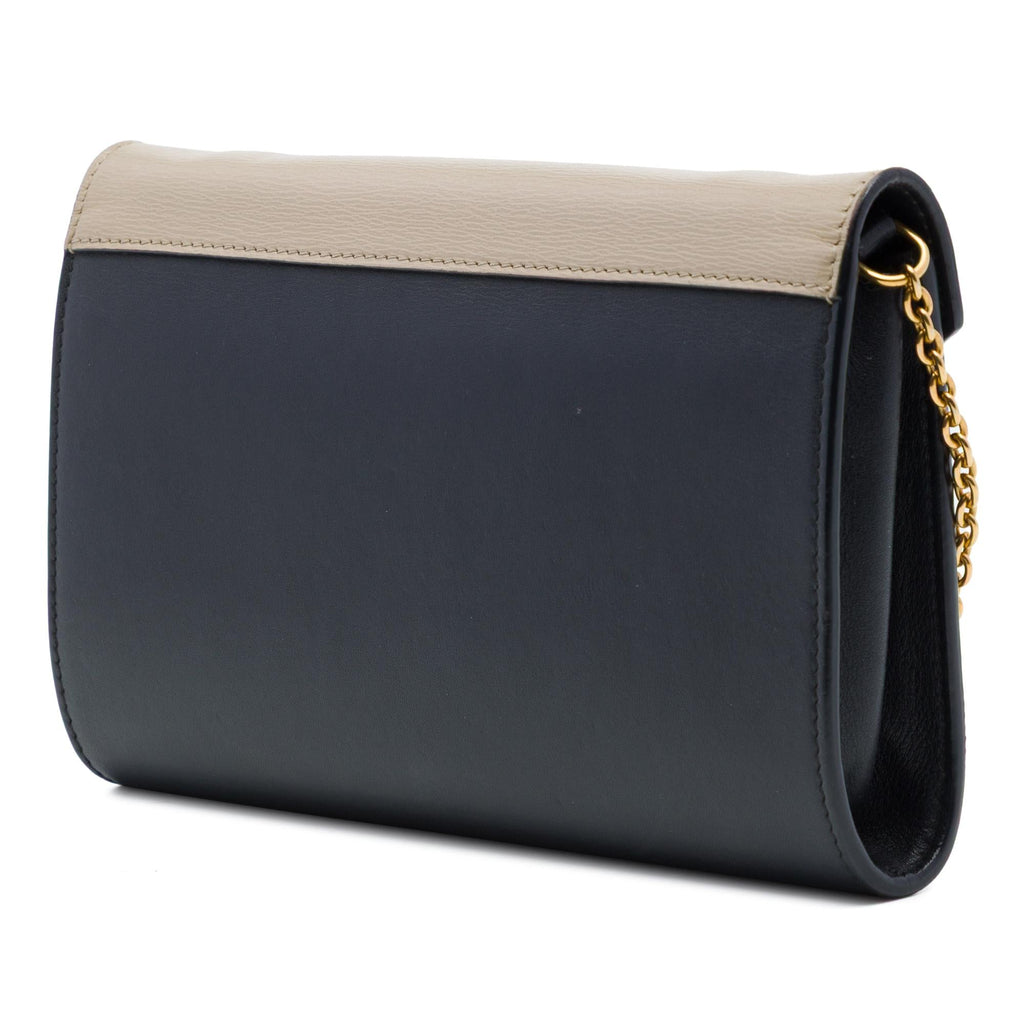 Celine Tricolor Leather Pocket Envelope Wallet on Chain - Black