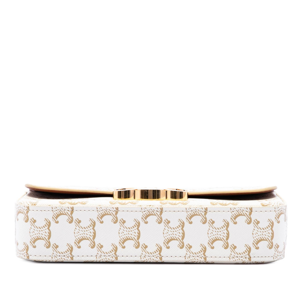 Celine Triomphe Coated Canvas Claude Shoulder Bag - White