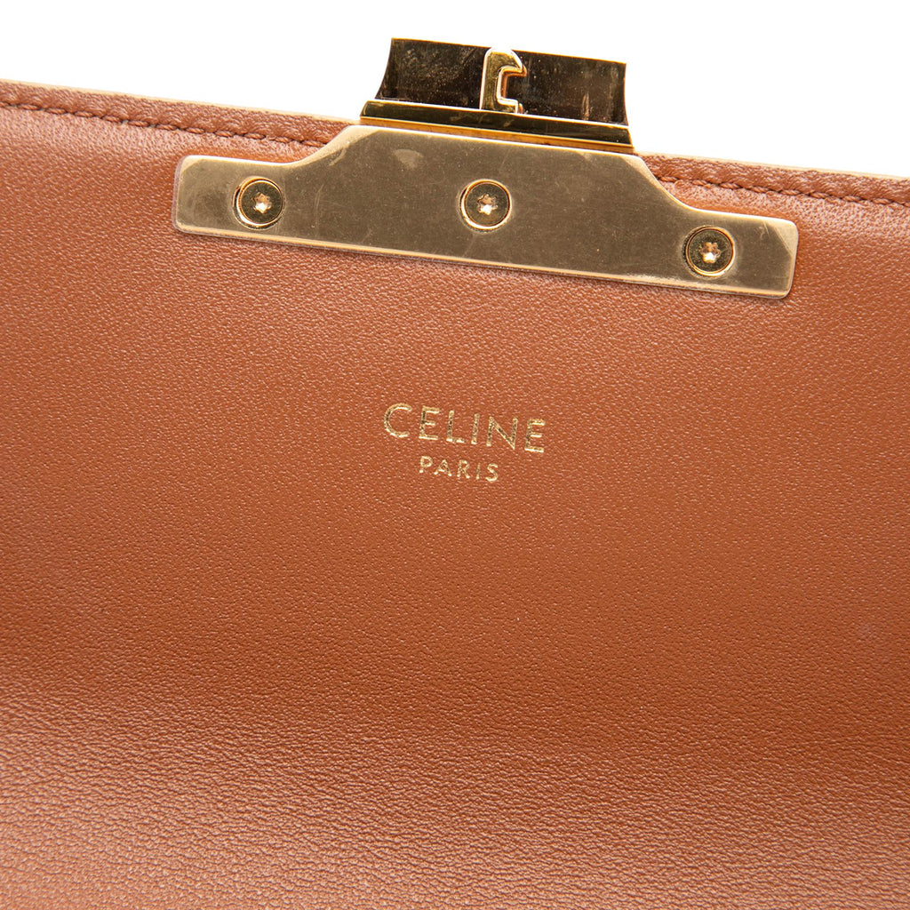 Celine Triomphe Coated Canvas Claude Shoulder Bag - White