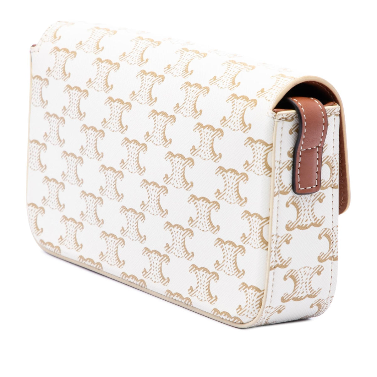 Celine Triomphe Coated Canvas Claude Shoulder Bag - White