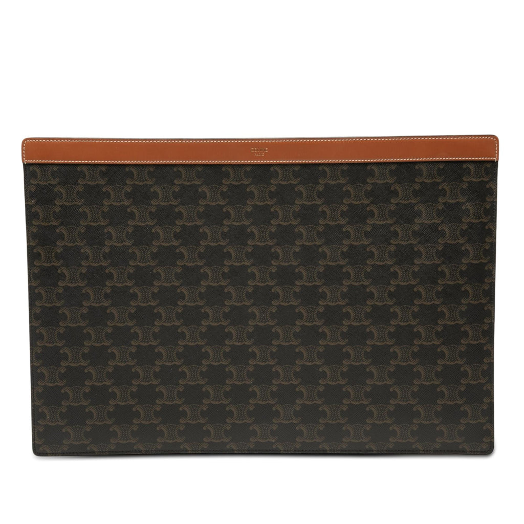 Celine Triomphe Coated Canvas Clutch - Brown