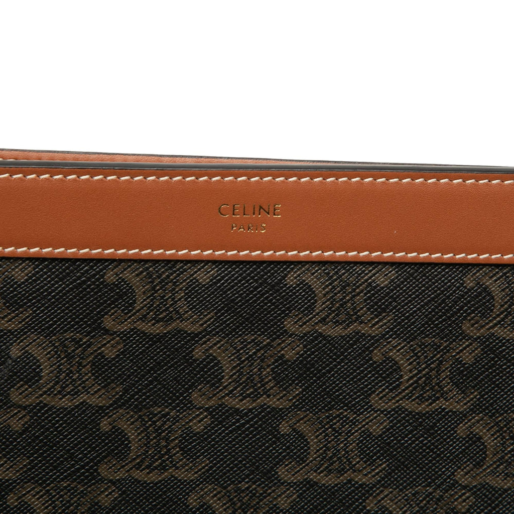 Celine Triomphe Coated Canvas Clutch - Brown