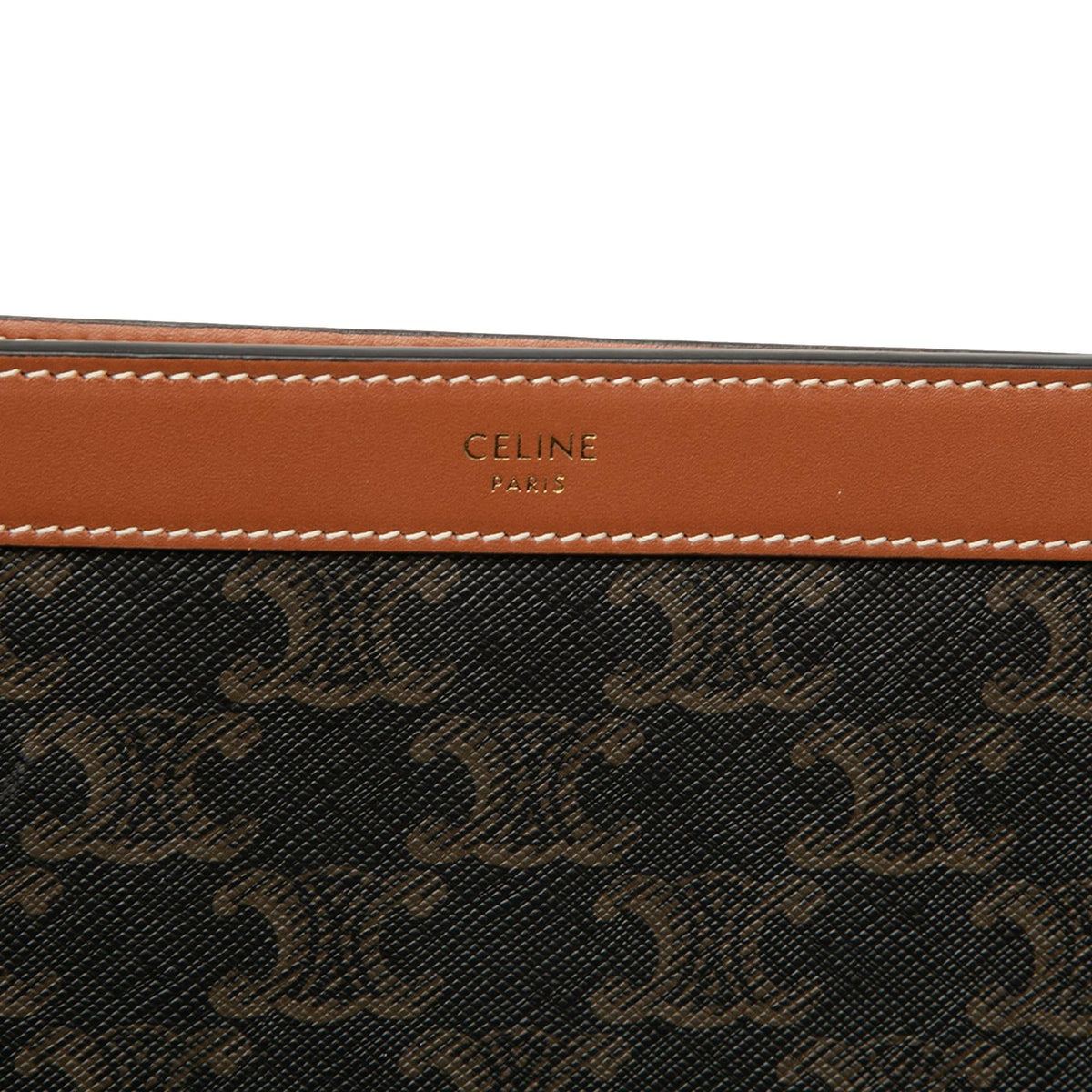 Celine Triomphe Coated Canvas Clutch - Brown