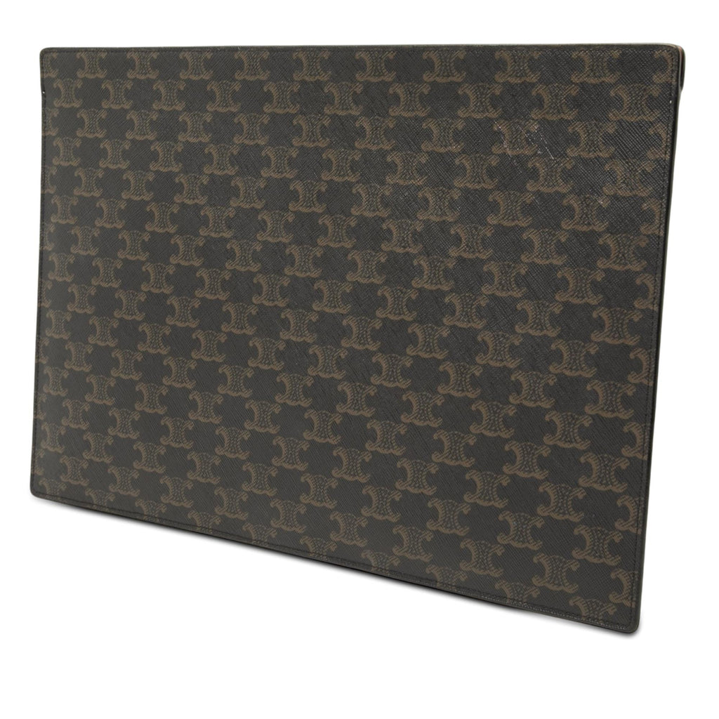 Celine Triomphe Coated Canvas Clutch - Brown