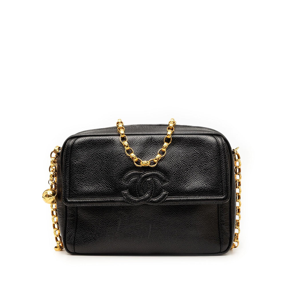 Chanel CC Caviar Front Pocket Bijoux Chain Camera Bag - Black
