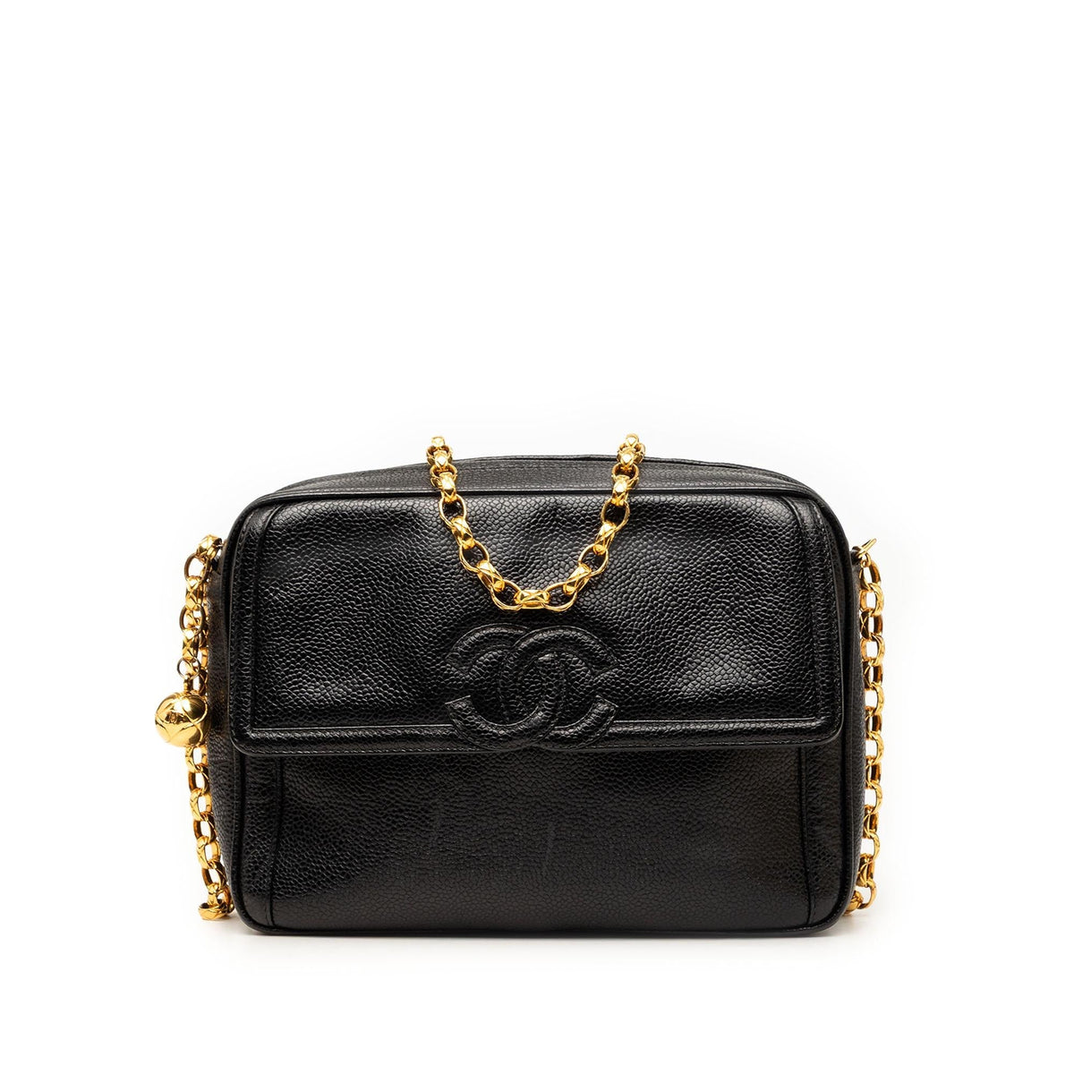 Chanel CC Caviar Front Pocket Bijoux Chain Camera Bag - Black