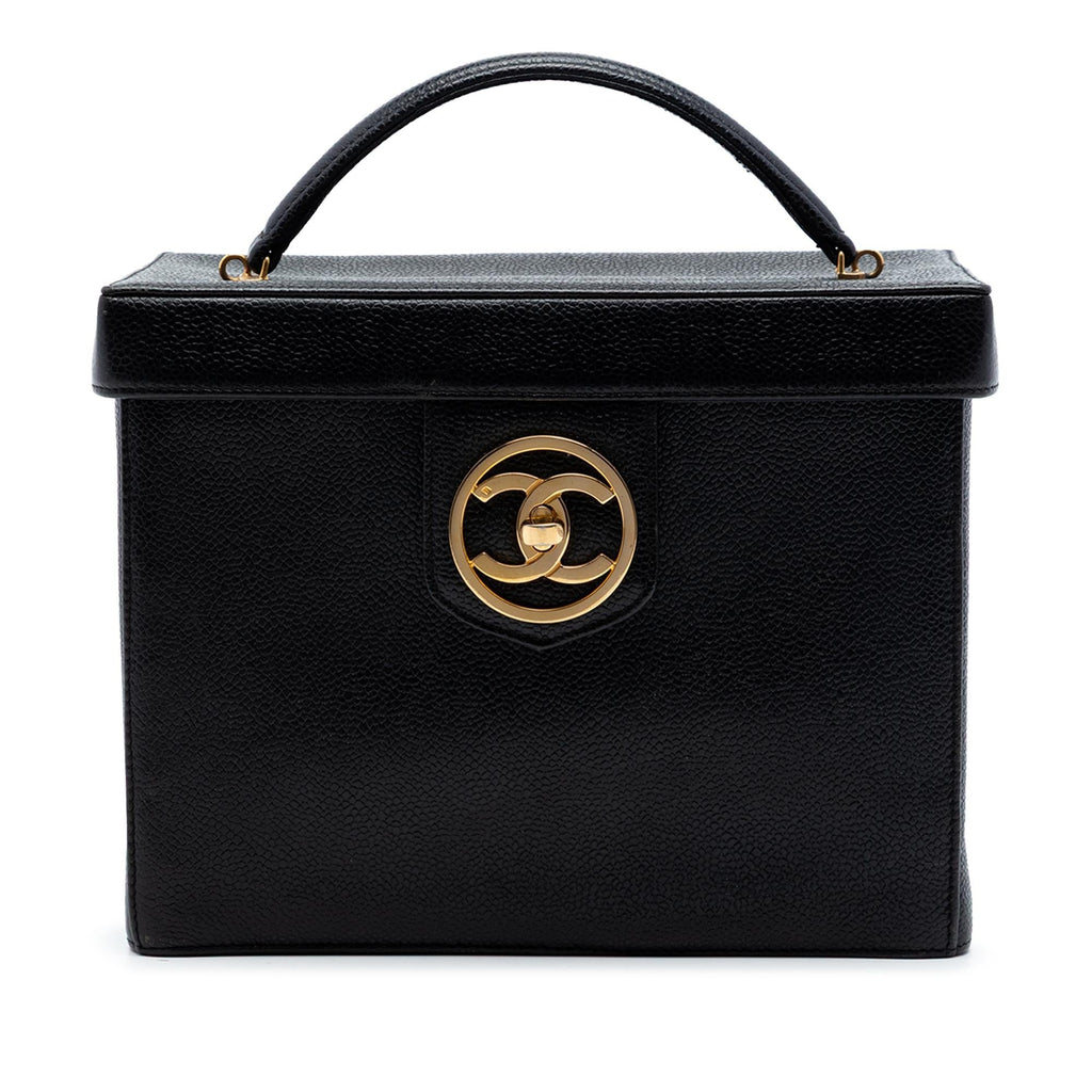 Chanel CC Caviar Turnlock Vanity Bag - Black