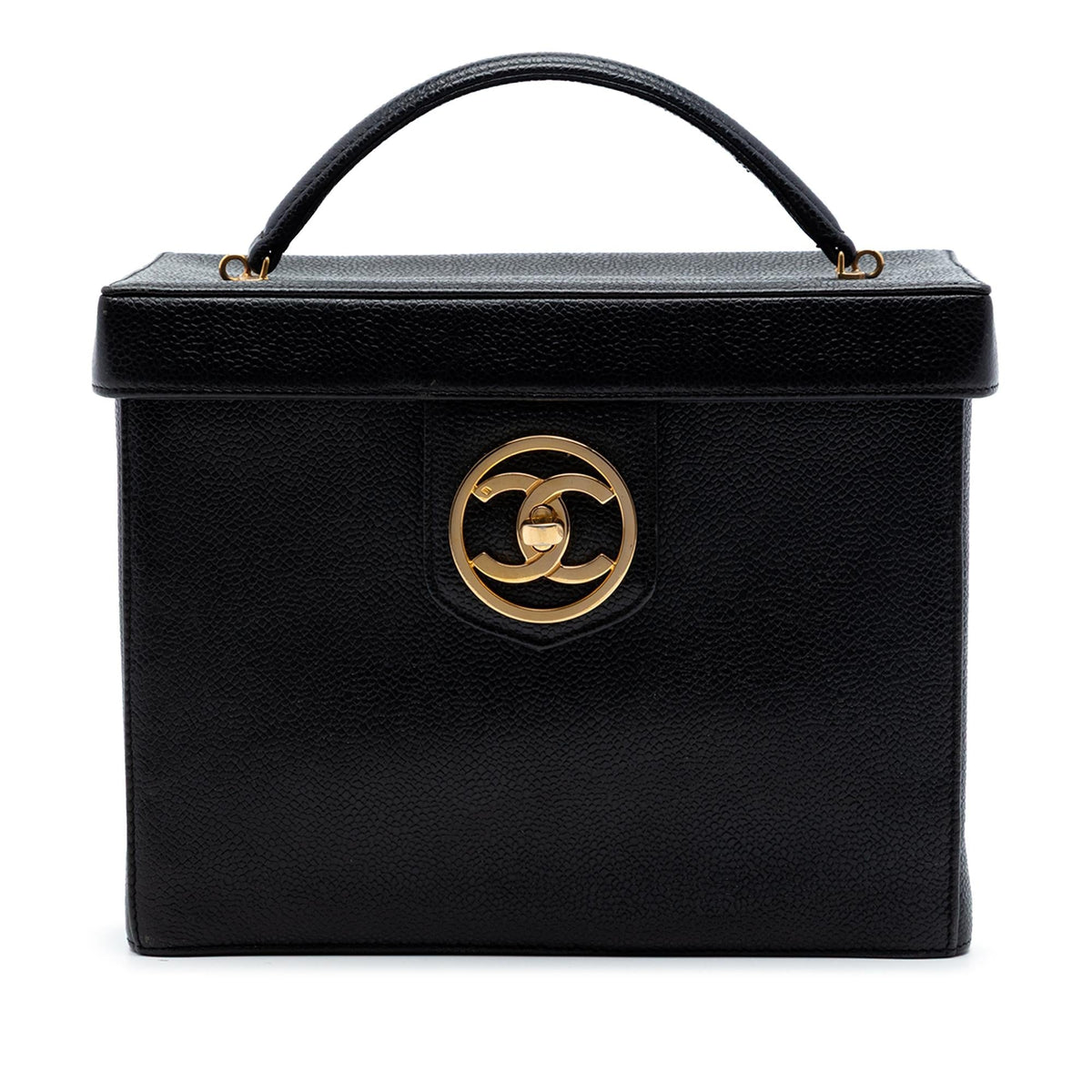 Chanel CC Caviar Turnlock Vanity Bag - Black