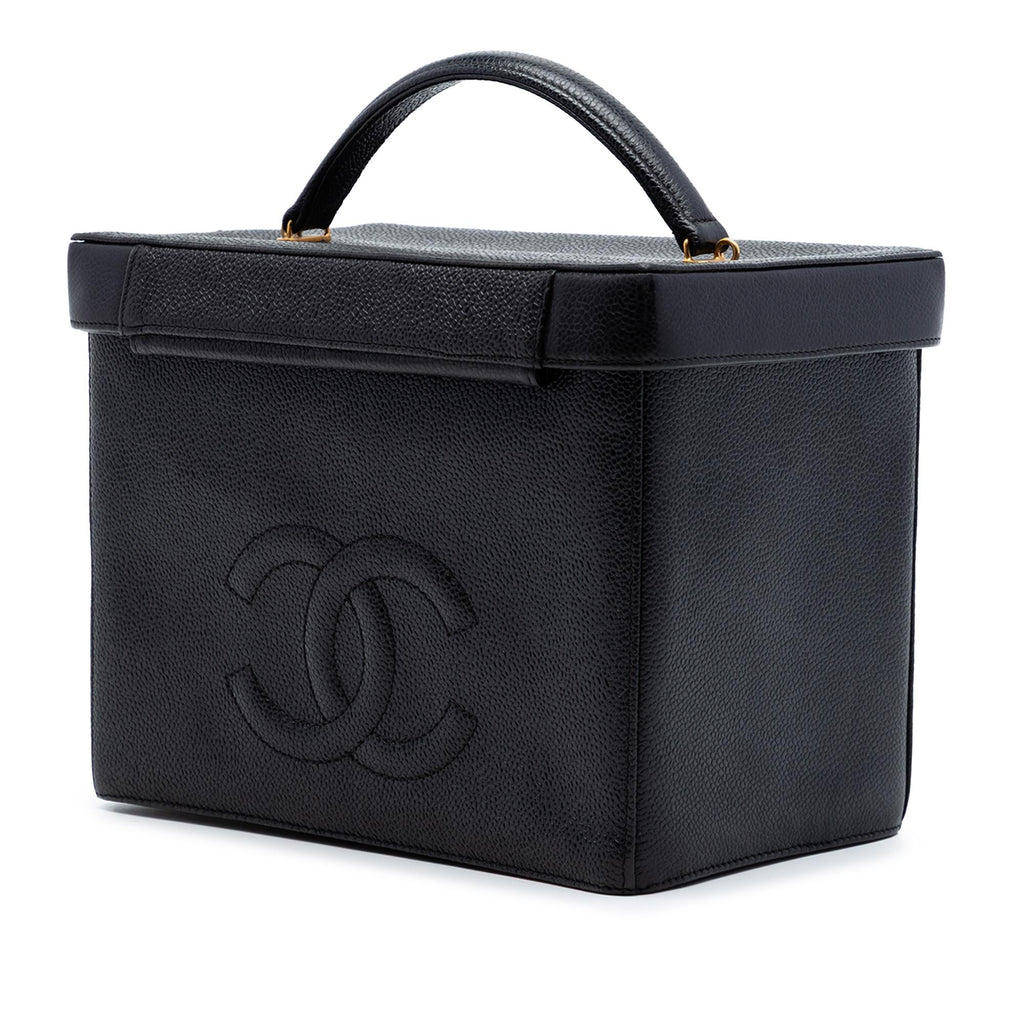 Chanel CC Caviar Turnlock Vanity Bag - Black