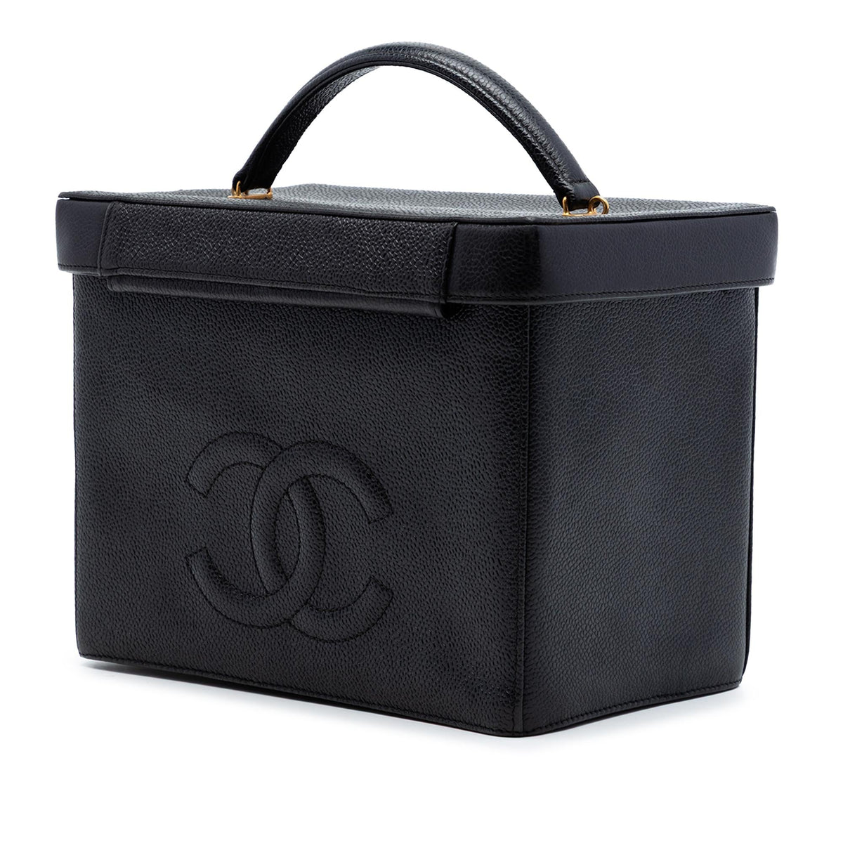 Chanel CC Caviar Turnlock Vanity Bag - Black