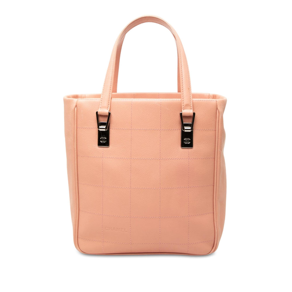 Chanel CC Chocolate Bar Caviar Tote Bag - Pink
